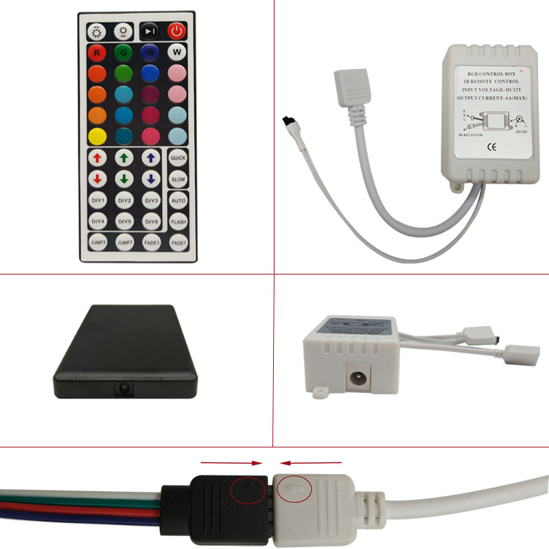 goolook IR 44keys Remote Controller Box Dimmer RGB 24keys Controller For 5050 3528 LED strip DC12V Double Door Output