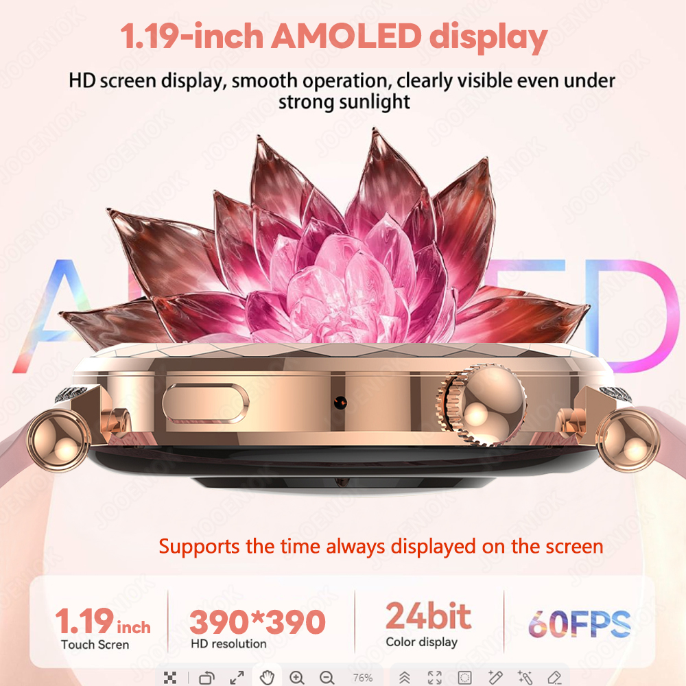 Novo relógio inteligente feminino presente amoled tela hd freqüência cardíaca esporte fitness à prova dwaterproof água mostrador personalizado bt chamada smartwatch para android ios