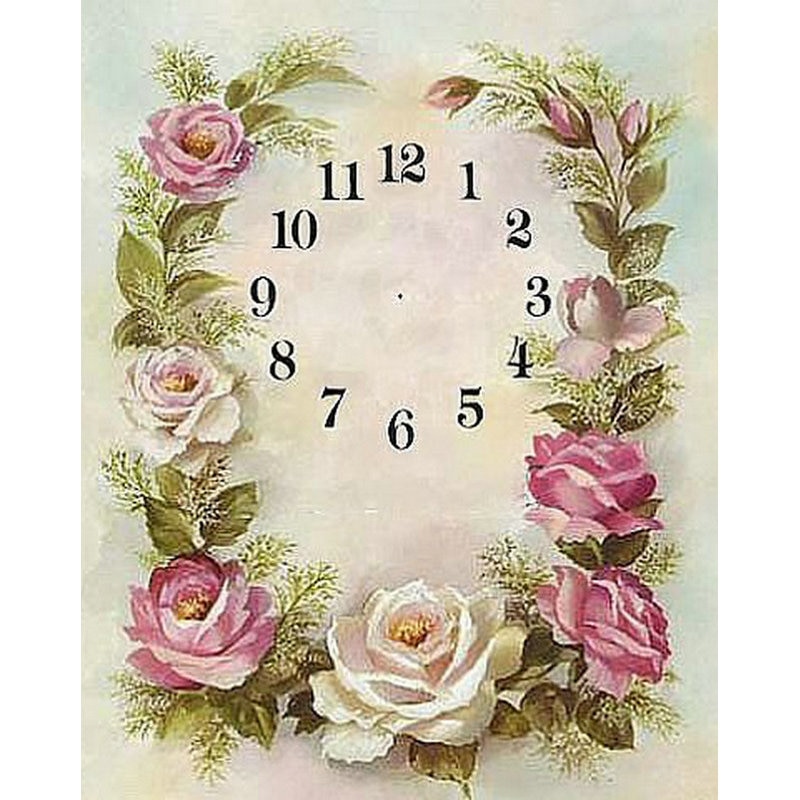 Flower Pattern Wall Clock Diamond Painting Full Square & Round 3d Diamond Embroidery Flower Crystal 5D Mosaic Art Wall Clock