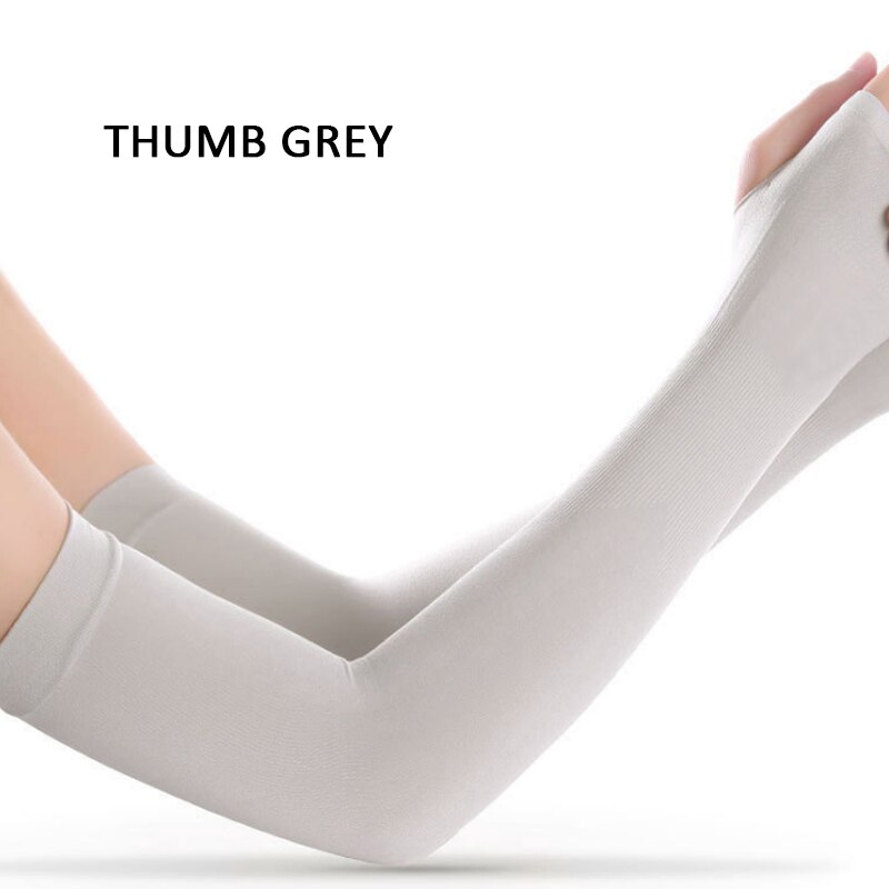 Arm Warmers Thumb Ice Sleeve Summer Thumb Sleeves UV Protection Cooling Arm Sleeve Sun Sleeves Unisex Sunscreen Sleeves For Arms: Gray