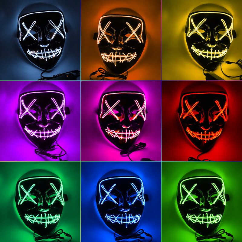 Halloween glowing mask ghost dance with blood flashing horror thriller LED mask electric sound bar party Halloween decoration
