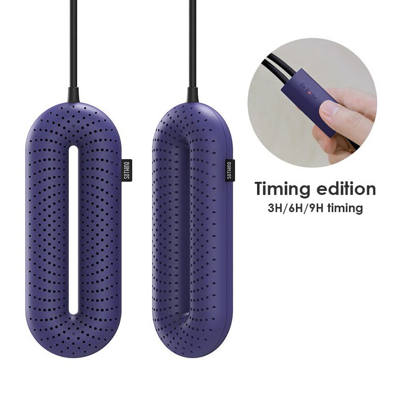 Zero-secador de zapatos eléctrico para el hogar, Mini máquina de secado de zapatos con 3 velocidades, 20W, calefacción PTC, dormitorio, 2 colores: Blue Timing