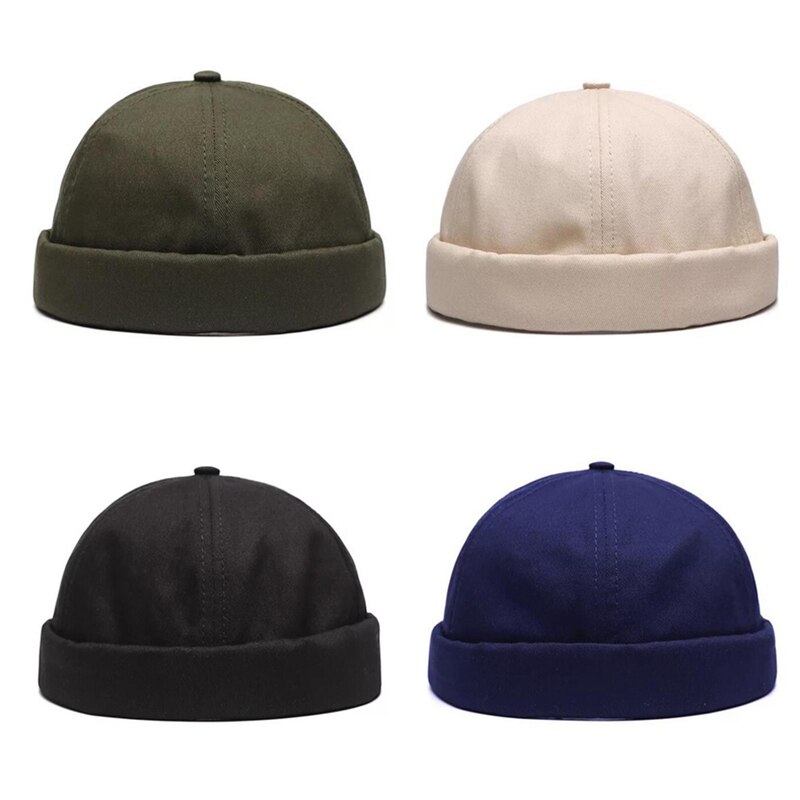 Spring Brimless Hats Hip Hop Beanie Skullcap Street Knitted Hat Women Men Acrylic Casual Solid Pumpkin Portable Melon Cap