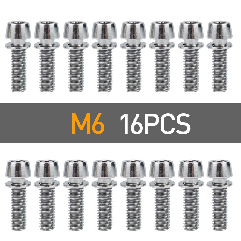 4/8/16Pcs Fiets Stuurpen Schroef M5 * 20 / M6 * 20 Fiets Stuur Schroef aluminium Bout Fixed Gear Mtb Fiets Accessoires: 16pcs m6