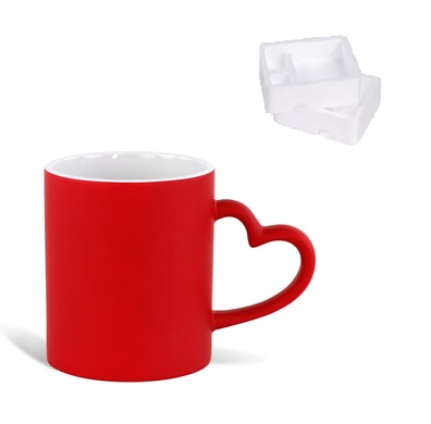 Blank 350ML 12oz Ceramic Magic Mug without Printing for Sublimation use: Outside Red