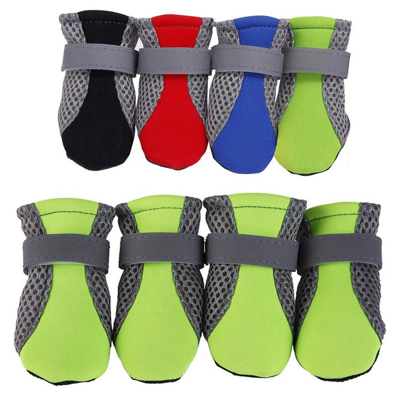 Comfortable Breathable Dog Shoes Anti-slip Pet Boots Paw Protector Reflective Straps Dog Teddy Cute Breathable Net Shoes