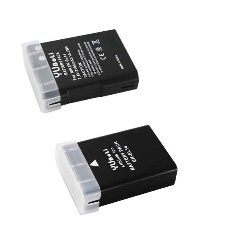 Paquete de baterías EL 14 ENEL 14 EN-EL14A EN EL14 EL14A EL14 + para Nikon D5200 D3100 D3200 D5100 P7000 P7100: 2battery