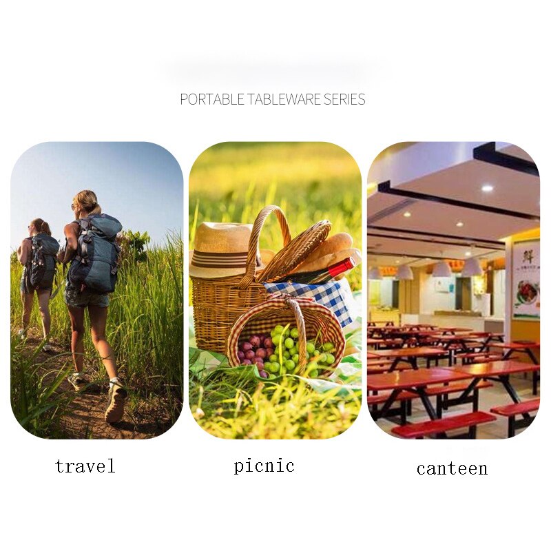 Visual Touch Portable Disposable Wooden Stainless Steel Cutlery Sets Spoon Chopsticks Travel Picnic Forks Restaurant Dinnerware