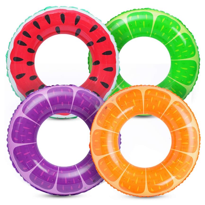 Volwassenen Zwemmen Ring Fruit Gedrukt Patroon Zwemmen Ring Voor Zwembad Water Pretpark Oranje Rood Groen Paars