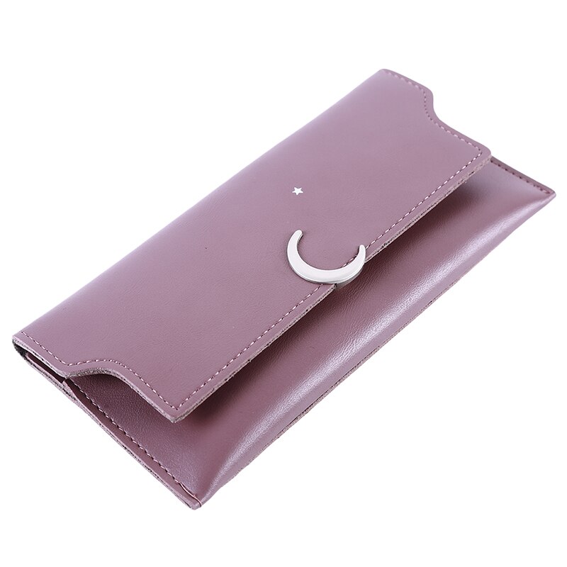 Kvinner lang star moon lommebok veske casual pu dekorative clutch bag mynt vesker holdere: Lilla