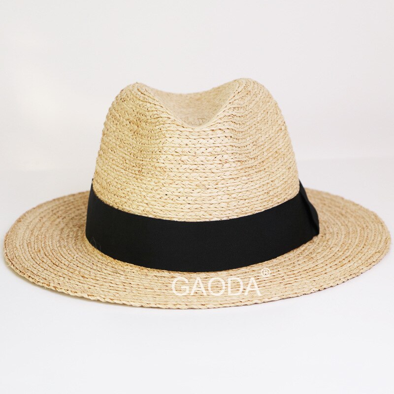 Naturlig raffia halm panama hatt män stor storlek fedora hatt dam sommar strand solkeps plus storlek bucket hattar 57cm 59cm 61cm 63cm