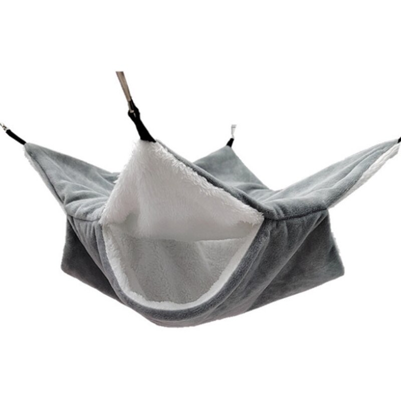 Hamac en peluche pour animaux de compagnie, lit Double couche, épais et , hamac, Hamster, furet, écureuil, lapin, nid, Cage suspendue, maison, My06 21: Gray / L