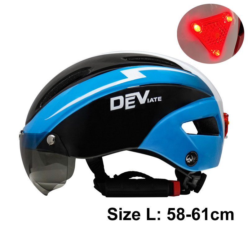 Fietshelm Mannen Vrouwen Led Licht Helm Weg Berg Magnetische Lens Fietshelm Voor Fietsen Sport Skateboard Scooter: Blauw