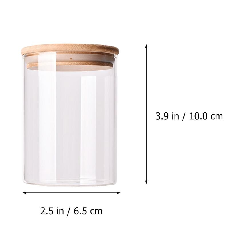 2pcs Glass Storage Jars Kitchen Sealed Containers with Bamboo Lid (250/300/350/400ML): 300ML