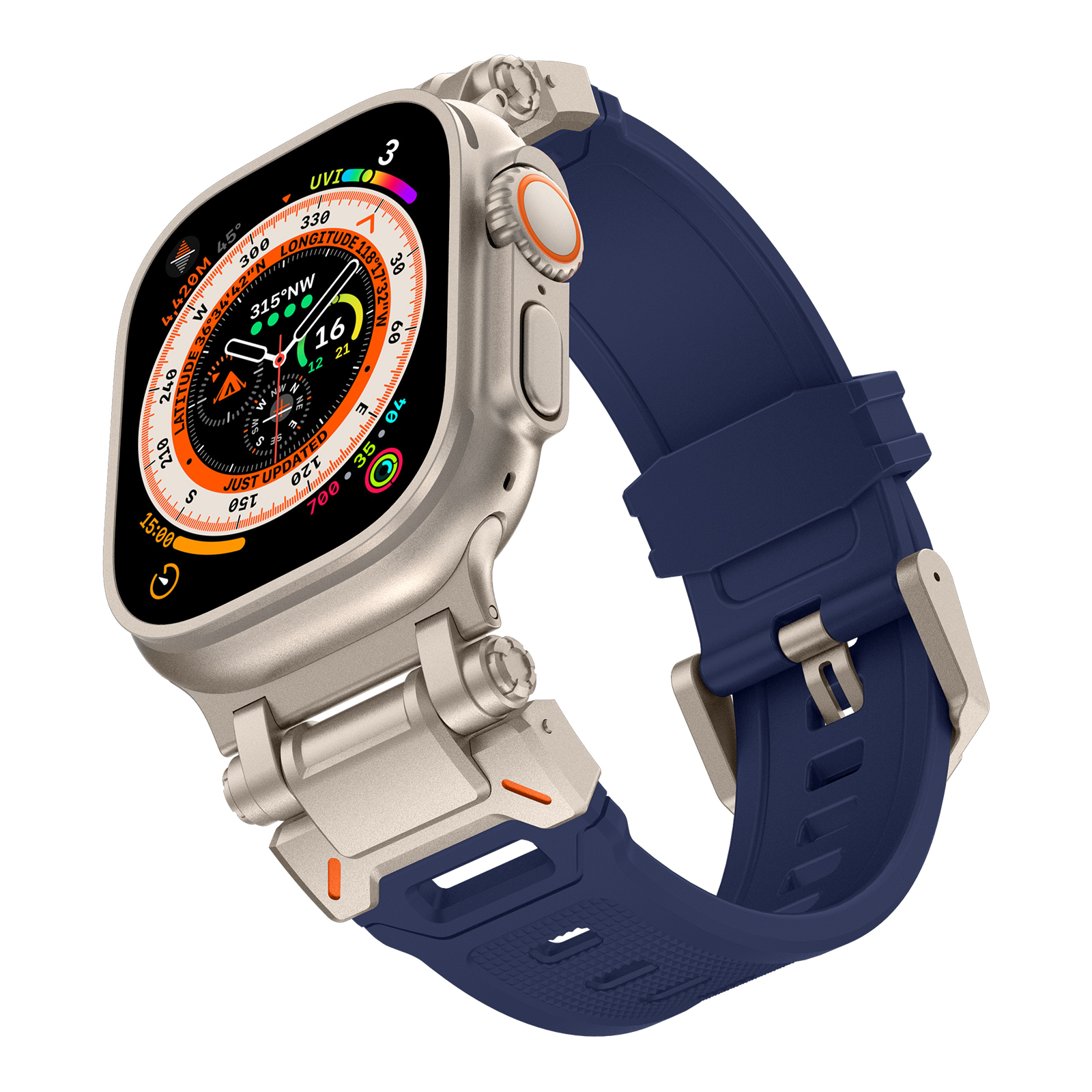 Bracelet en Silicone pour Apple Watch Ultra 2, 49mm 45mm 42mm, métal robuste + Bracelet en caoutchouc, iWatch série 10 9 6 5 7 8 SE, 44mm: Noir gris / 20mm