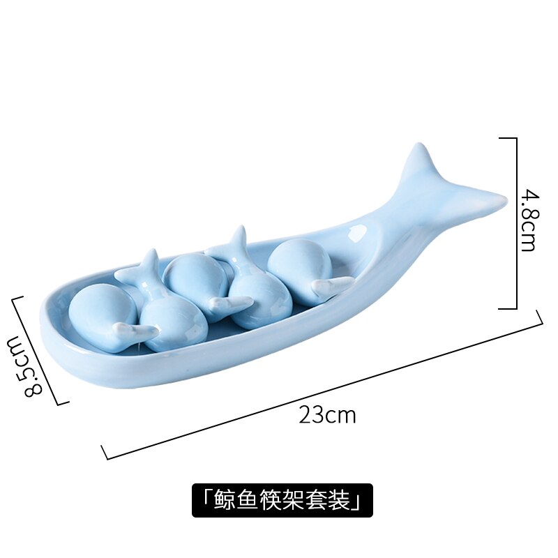 Plateau de rangement en céramique japonais plateau de rangement mignon Kitty baleine Sushi assiette Sushi vaisselle vaisselle assiettes froides de ménage: Whale Set