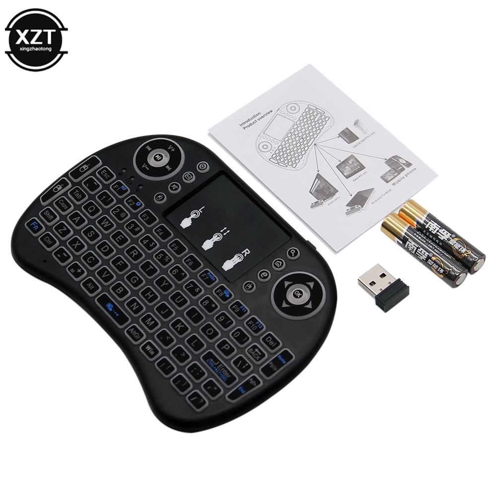 Backlit English Russian Arabic Spain Hebrew 2.4G Air Mouse Android TV Box PC i8 Mini Wireless Keyboard Remote Touchpad