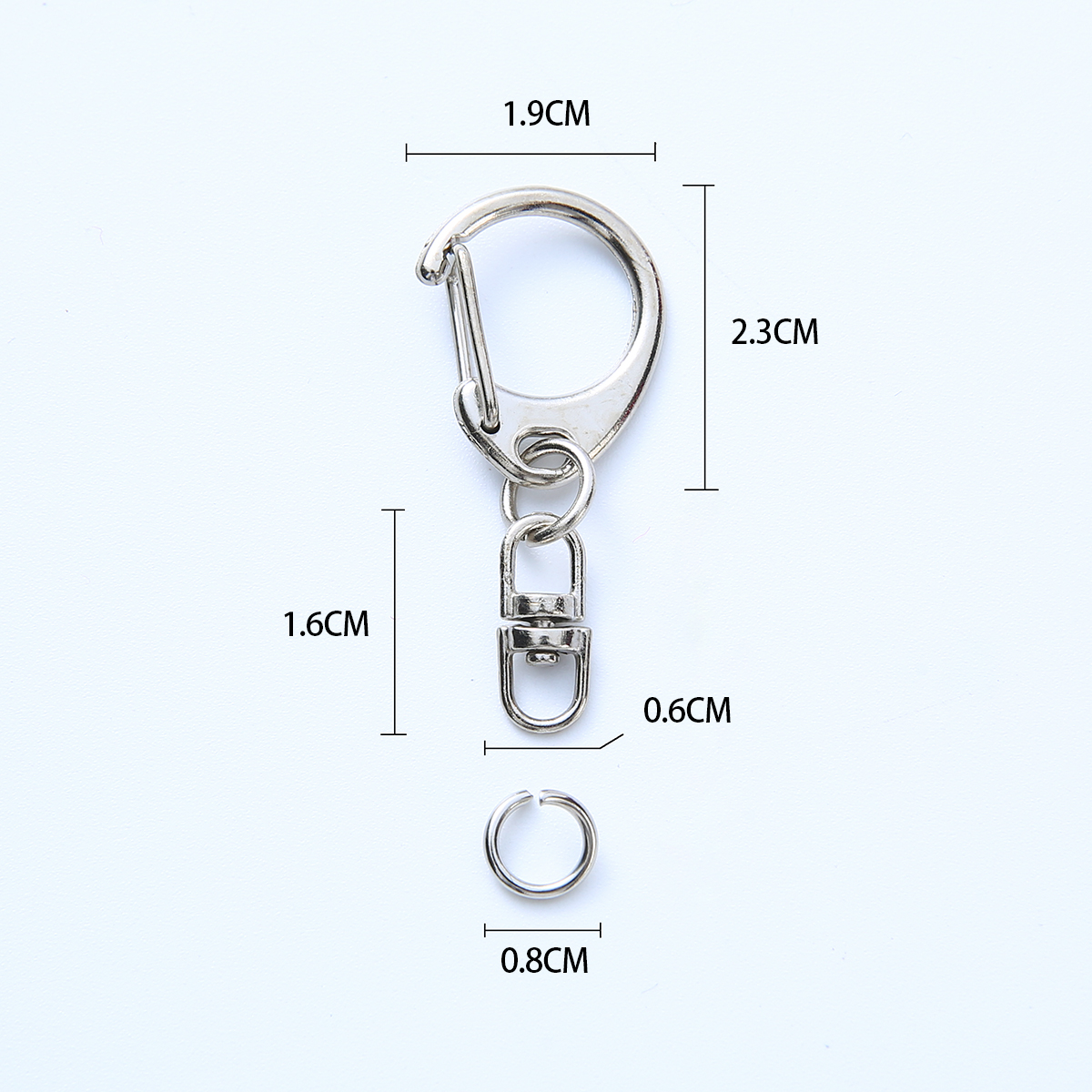 10/20/50/100 Uds. Anillos de llavero con gancho a presión D a granel con anillo de salto abierto y conector para llavero y suministros de costura DIY: 3 # / Latón envejecido