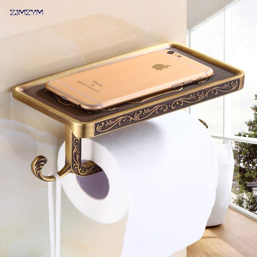 Aluminiumslegering antik bronze og sølv toiletpapirholder badeværelse mobil holder wc stang toiletpapir holder