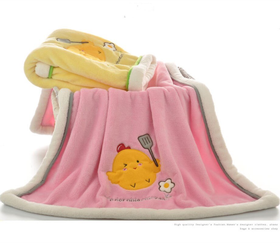 Cartoon Miniatuur Gele Kip Baby Deken 75*100 Cm Kinderen Warm Cashmere Deken Op De Bed Zachte Deken