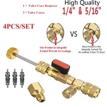 1PC HVAC Valve Core Installer Ball Valve Adapter Tool Remover Dual Size 5/16&quot;&amp;1/4&quot; Port Auto Air Condition Refrigeration Tools