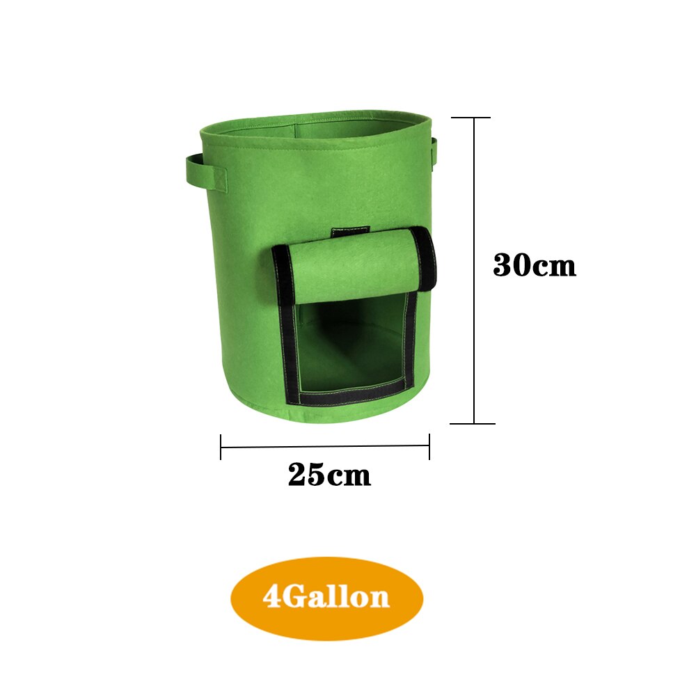 4 7 10 Gallon Garden Plant Grow Bags gardening biodegradable Nonwoven Cloth Pot Gardening Bag Vegetable,Potato Planting Grow Bag: 4 Gallon Green