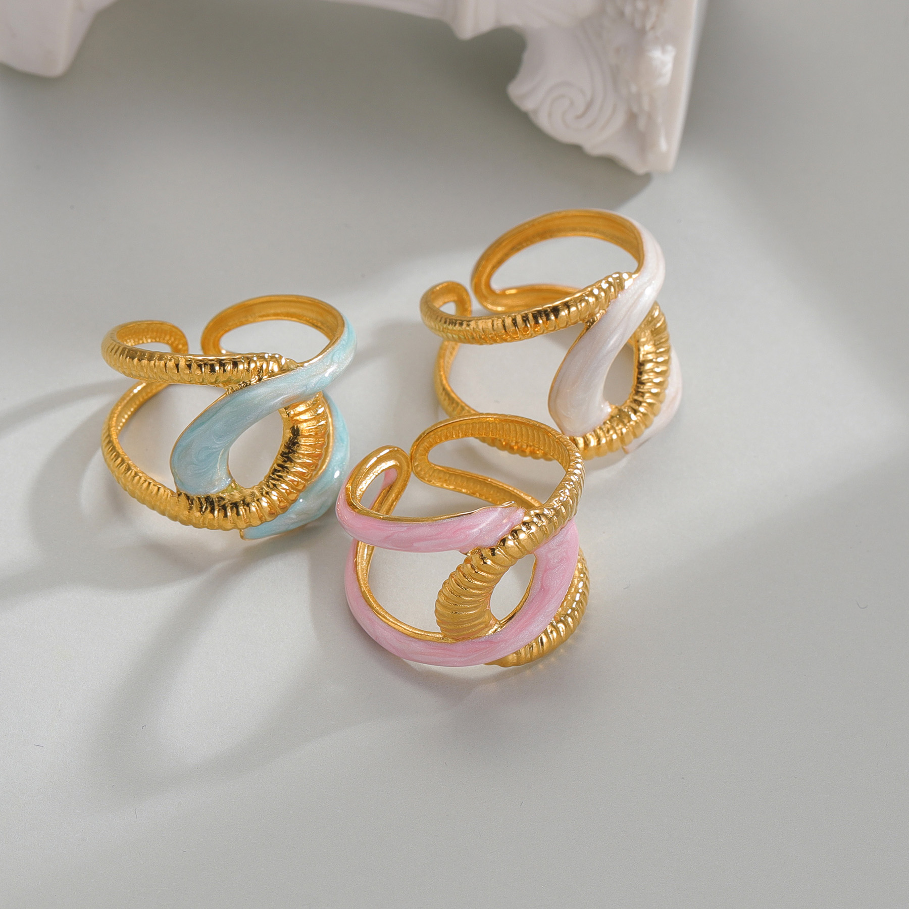 Freeteeme-Bague goutte d'huile de carillon pour femme, matiques plaquées or réglables, acier inoxydable, accessoires pour vous, de bijoux,