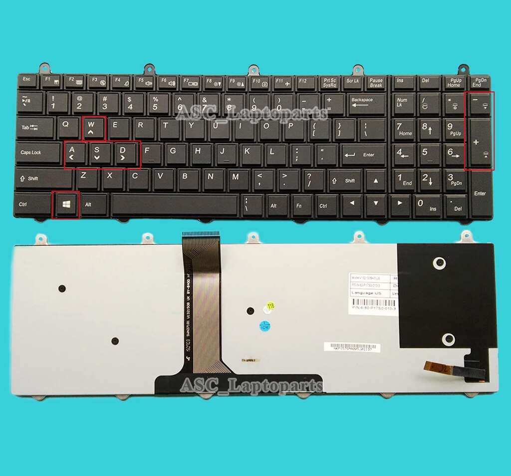 US English Keyboard for Clevo P150SM-A P157SM P177SM P177SM-A P170SM-A P370SM P375SM Win Key Bottom Left Black , BACKLIT