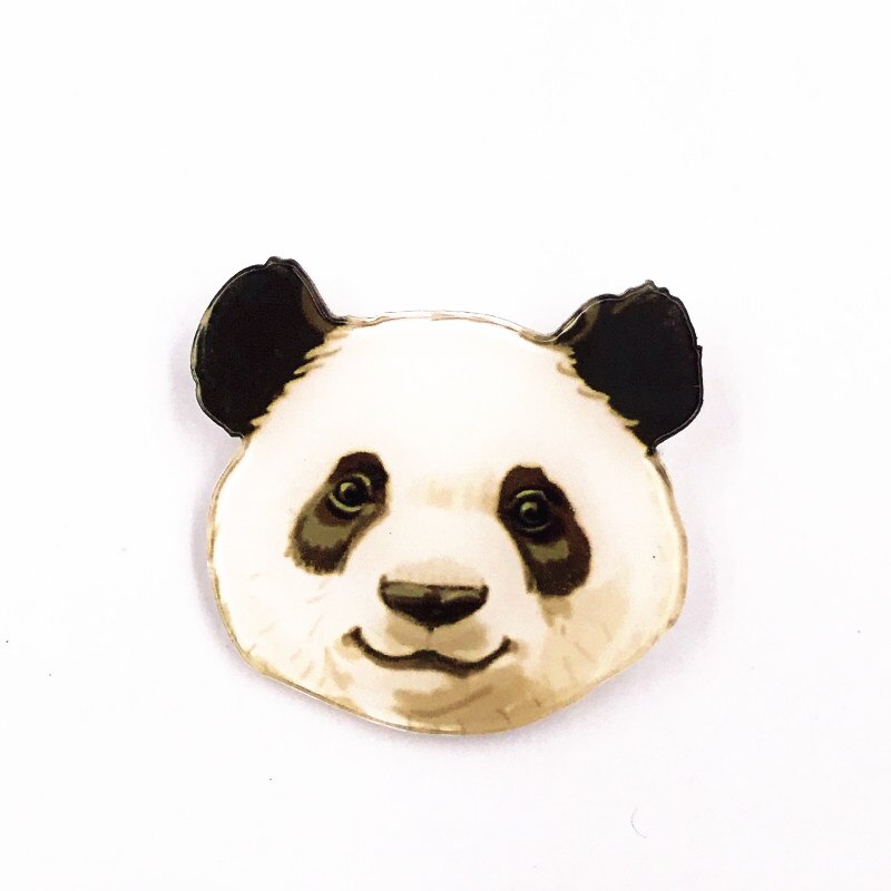 1Pcs Olieverf Creatieve Icoon Broche Leuke Dier Pin Acryl Panda Varken Hond Badge Voor Kids Beloningen Zak Hoed sjaal Decoratie: Antiek Messing