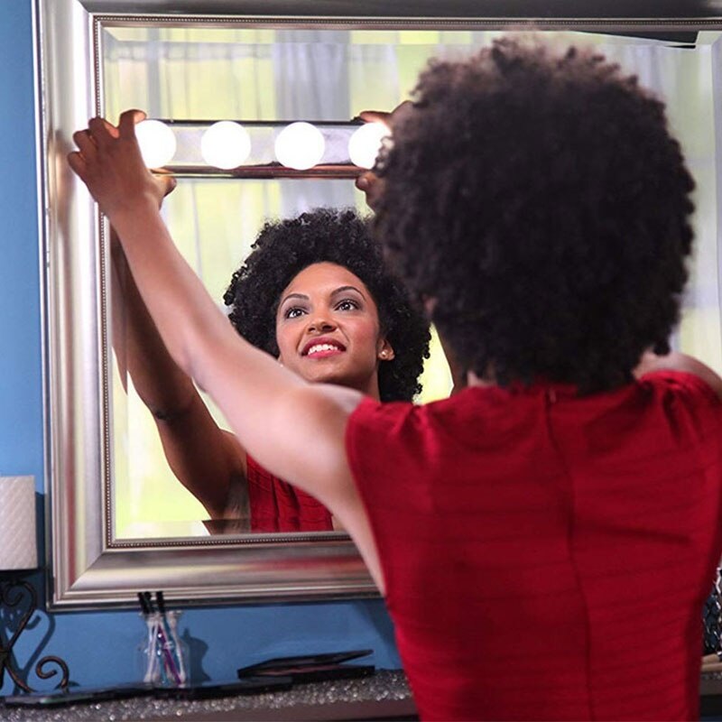 Luz LED portátil para espejo de maquillaje, lámpara de tocador con batería montada en la pared, 4 bombillas, 1 ud.