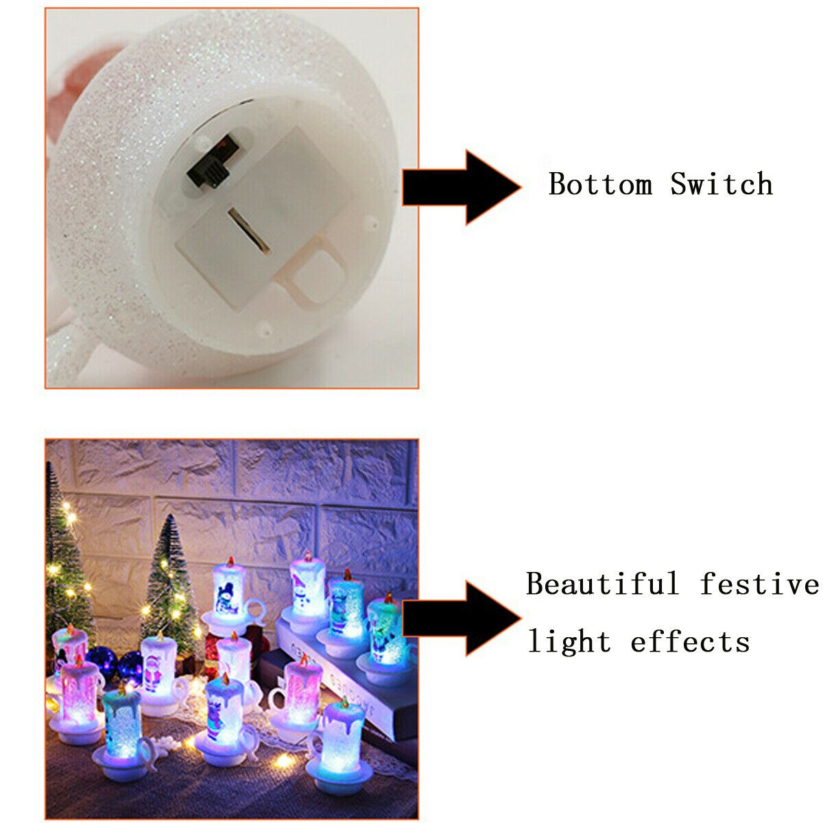 WEIHNACHTEN LED Kerze Farbwechsel Flackern Licht hoch funkeln Tasse Geformt Parteien Dekoration Säule Kunst Kerze Lampe Weihnachten Dekor