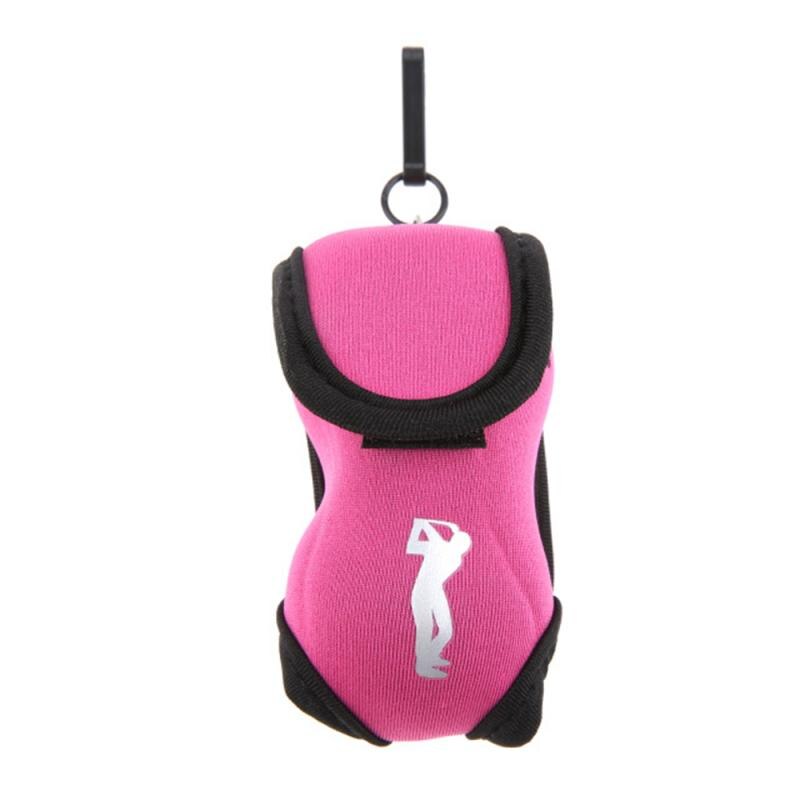 Draagbare Neopreen Mini Golfbal Zak Golf Tees Houder Storage Case Carry Pouch Pack Met Riem Clip Voor Training golfballen: pink