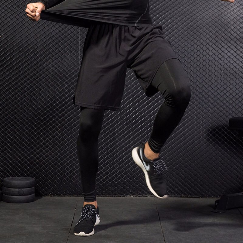 Männer Lauf Hosen 2 In 1 Sport Fußball Training Jogging Hose Atmungsaktiv Schnell Trocknend Engen Fitness-Studios Fitness Hosen für männer Männlich