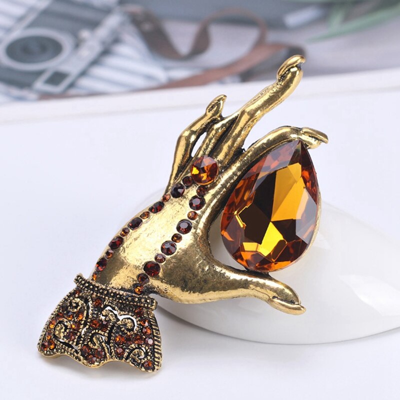 Strass Gesto Spilla cartello linguaggio ok Va Bene A Mano Dito Distintivi E Simboli Spille Spilli Delle Signore di Personalità Dei Monili del Regalo