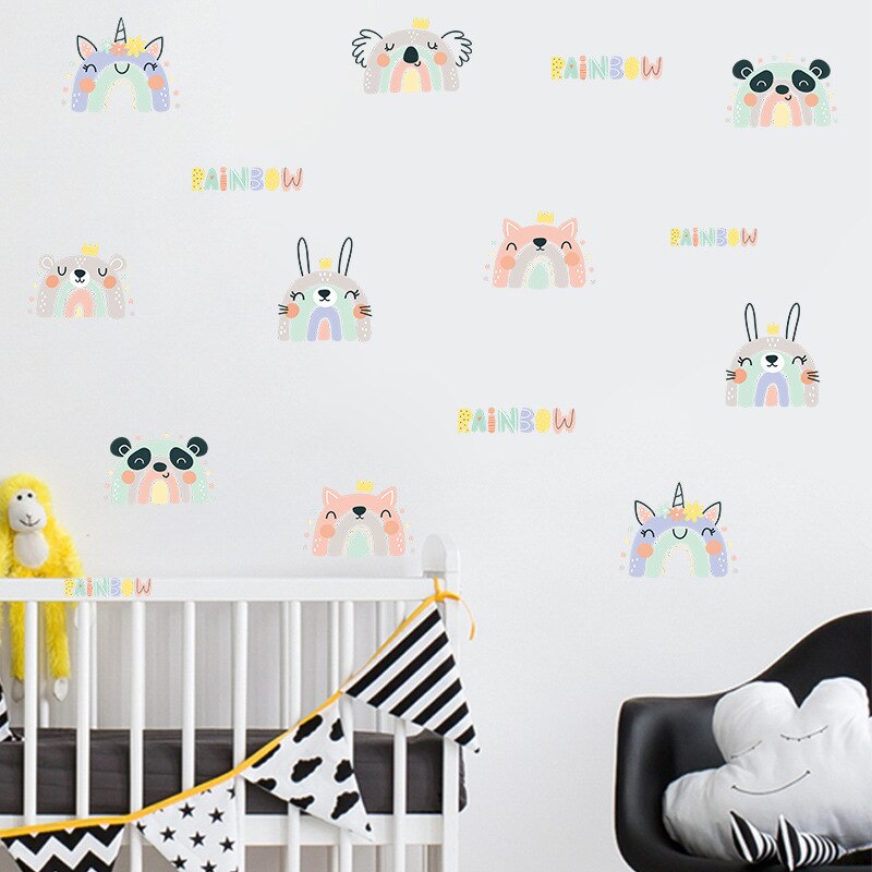 Multi style Cartoon Rainbow Cute Removable Wall Stickers Decals Home Decor Art Mural for Nursery Kids Baby Bedroom Living Room