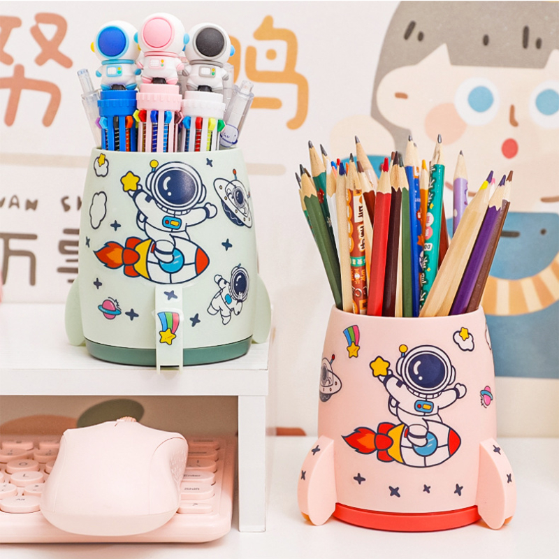 Multifunctionele kawaii pennenhouder, penseelhouder, etui, pennenbakje, organizer voor op het bureau van een kind of student, opbergruimte voor kantoorartikelen