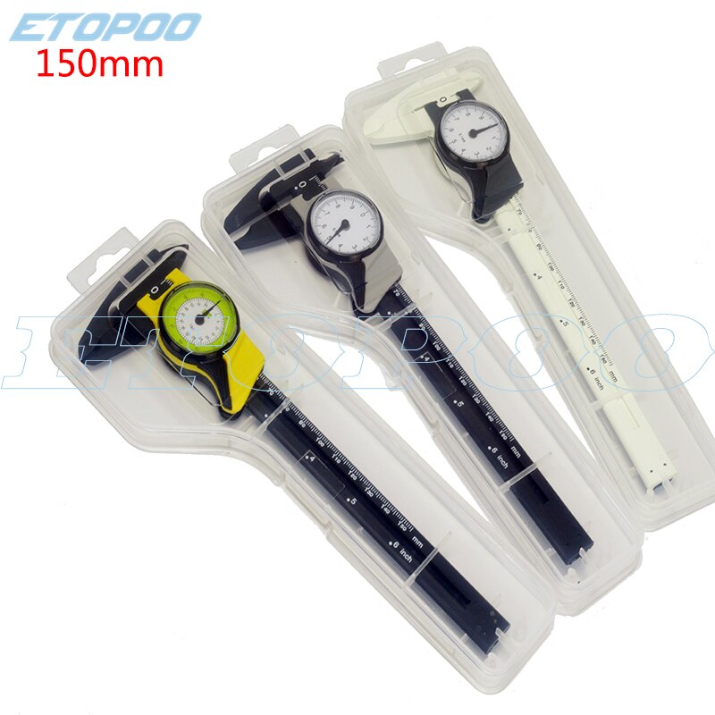 1 set Dial Caliper 6 Inch 150mm Plastic Vernier Caliper 4 Way Gauge Micrometer portable plastic tape meter measuring caliper
