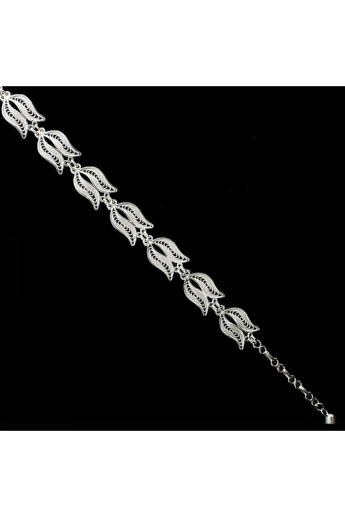 Sølv tulipan figurerede filigran dame armbånd