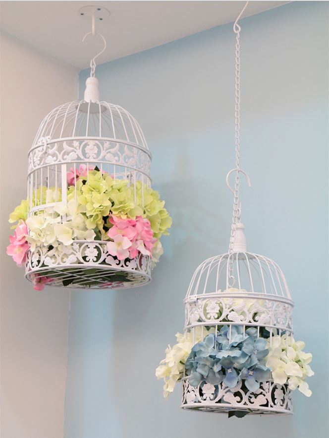 14x2 5/19X35Cm Handgemaakte Antieke Witte Metalen Decoratieve Bruiloft Vogelkooi Set Bruiloft Decoratie Bruiloft Gunsten en