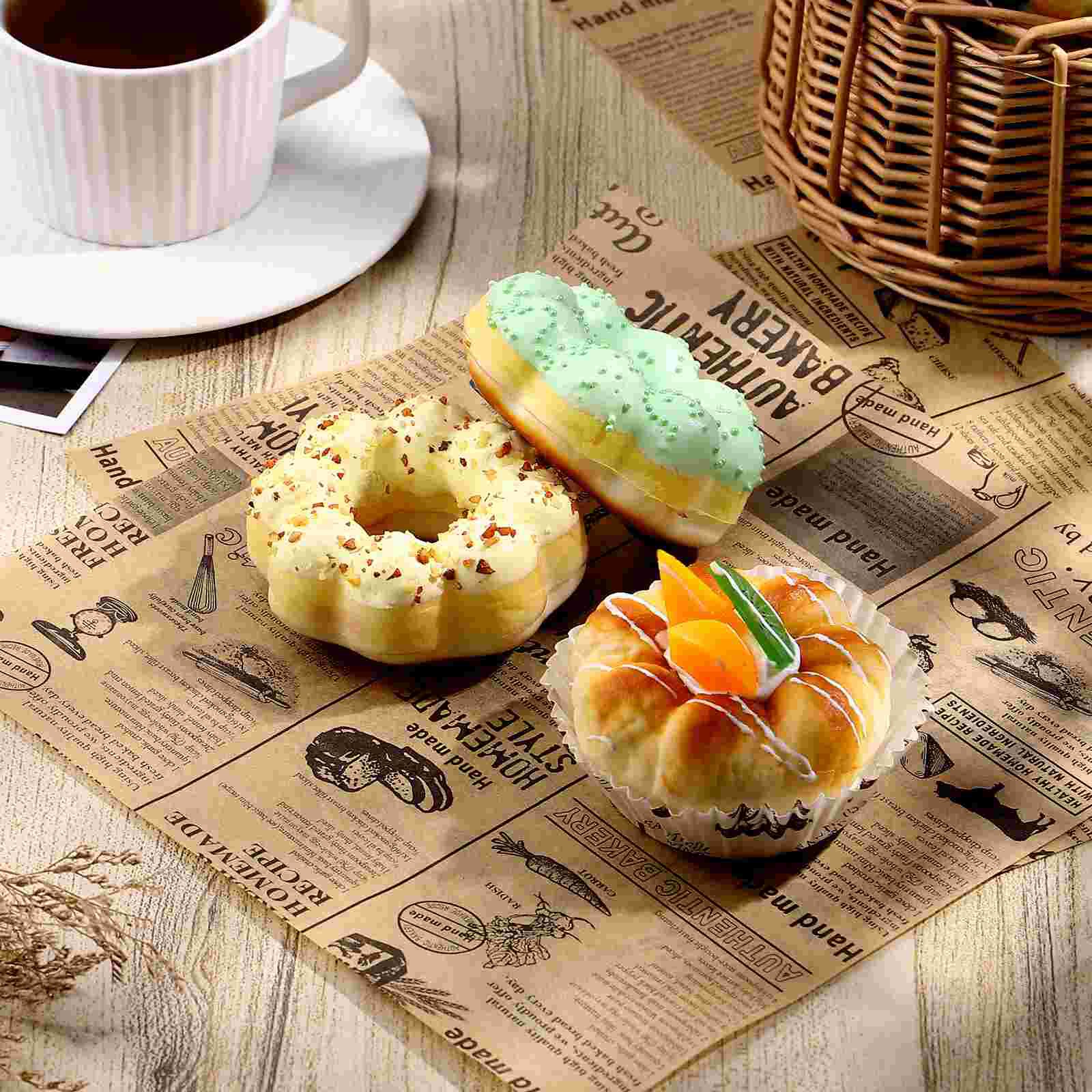 50 Sheets Tray Paper Liner Grease-resistant Food Wrap Paper Deli Paper Sheets Bread Sandwich Wrapping Paper 25X25CM
