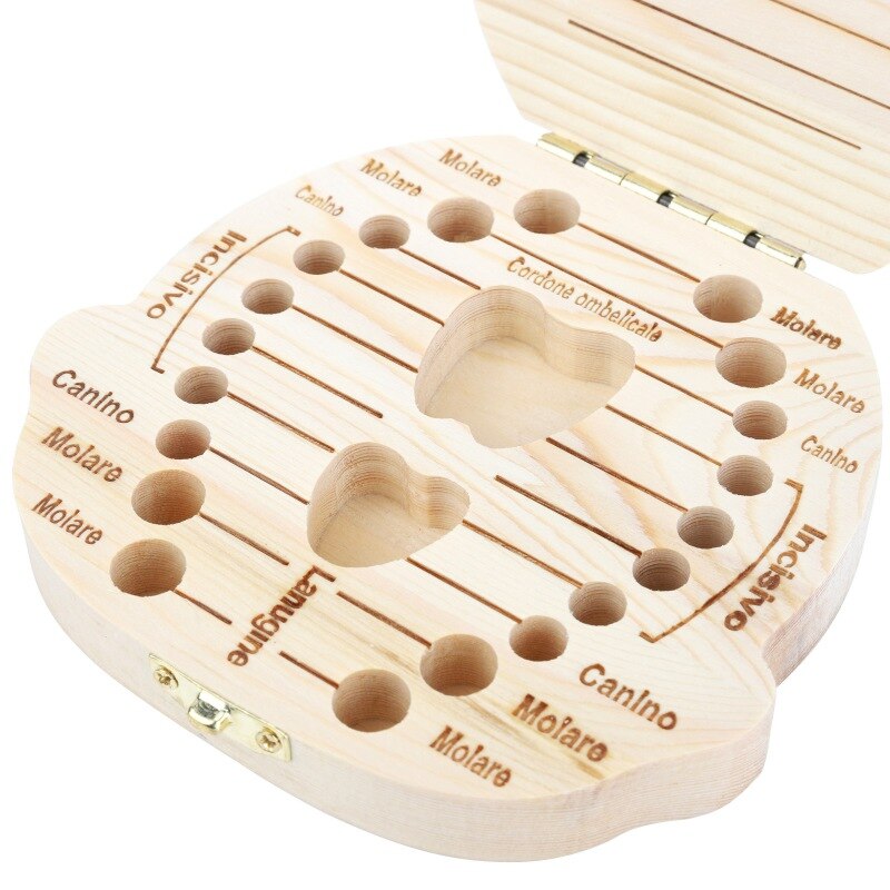 Kids Baby Tooth Keepsake Box, Wooden First Tooth Deciduous Teeth Saver Boxes Container For Child Kids