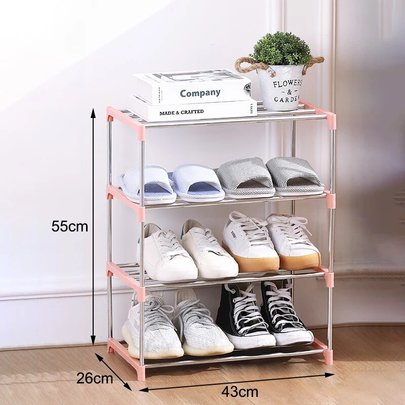 3/4 Schuhregal, mehrschichtiges und platzsparendes Schuhregal für einfache Aufbewahrung und Aufbewahrung Ich bin Haushalt, drei und vierlagige Schuhregale: Licht Grün