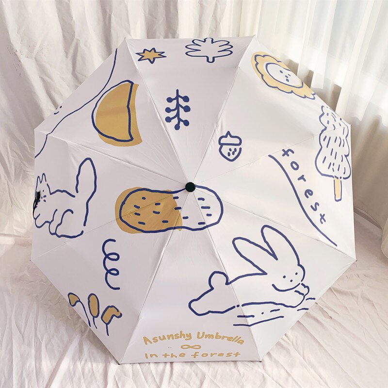 Wind Slip Automatische Paraplu Regen Kinderen Draagbare Licht Duurzaam Paraplu Regen Voor Kids Dier Dinosaurus Paraplu: Rabbit