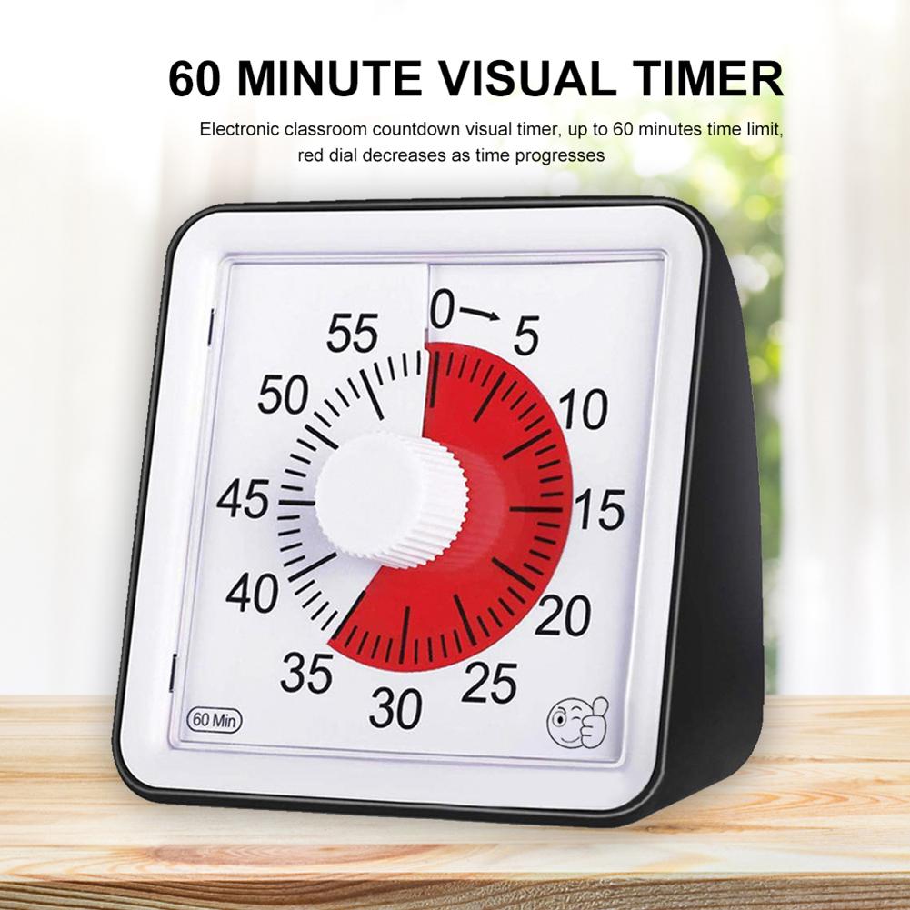 60 Minutes Visual Analog Timer Silent Countdown Clock Time Management Tool For Kids Adults Safe Durable Home Use