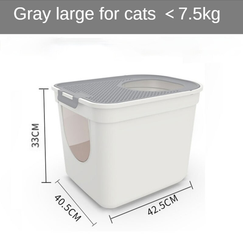 Full Enclosed Litter Box Cats Bedpans Pet Litter Tray Potty Toilet Anti Splash Deodorant Kitten Products Dormatory Cama Gato: Gray L