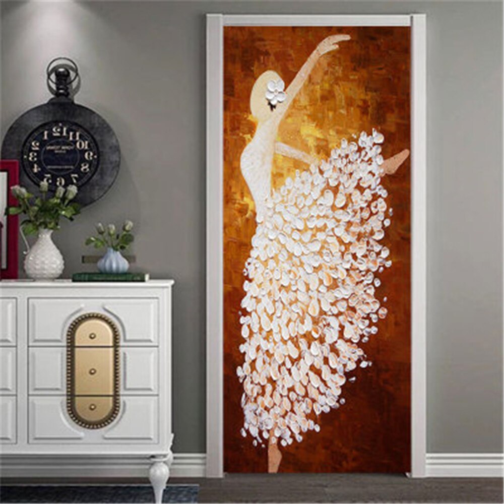 ! Detail Picture With Buyers Show Door Stickers Waterproof Wallpaper DIY Removable Self Adhesive PVC Mural 3D View