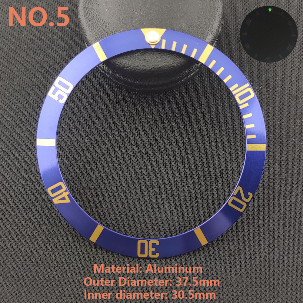 Sostituzione dell'inserto della lunetta in alluminio o ceramica luminosa da 37,5 * 30,5 mm delle parti degli accessori dell'orologio: verde