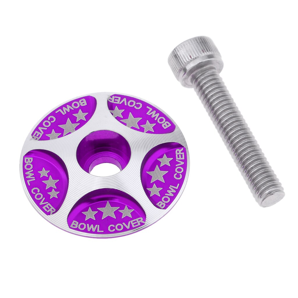 Sterren headset stuurpen kap afdekking met  m6 bouten voor 28.6mm fiets fiets vork: Paars