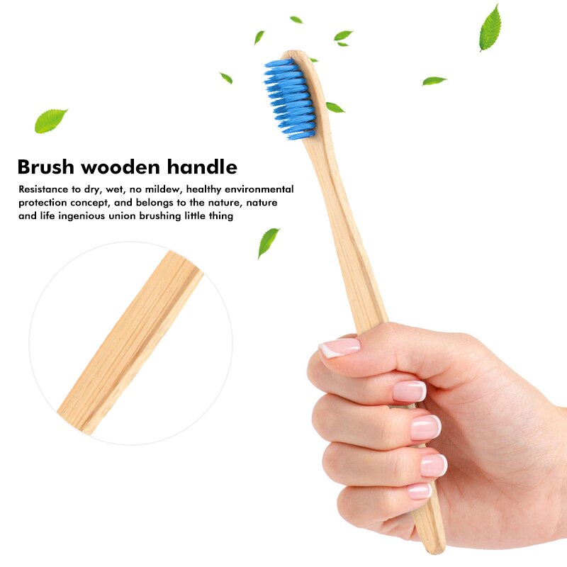 4 färg tandborste naturlig bambu tandborste platt bambu skaft mjuk borst tandborste vuxen tandborste tänder rena verktyg