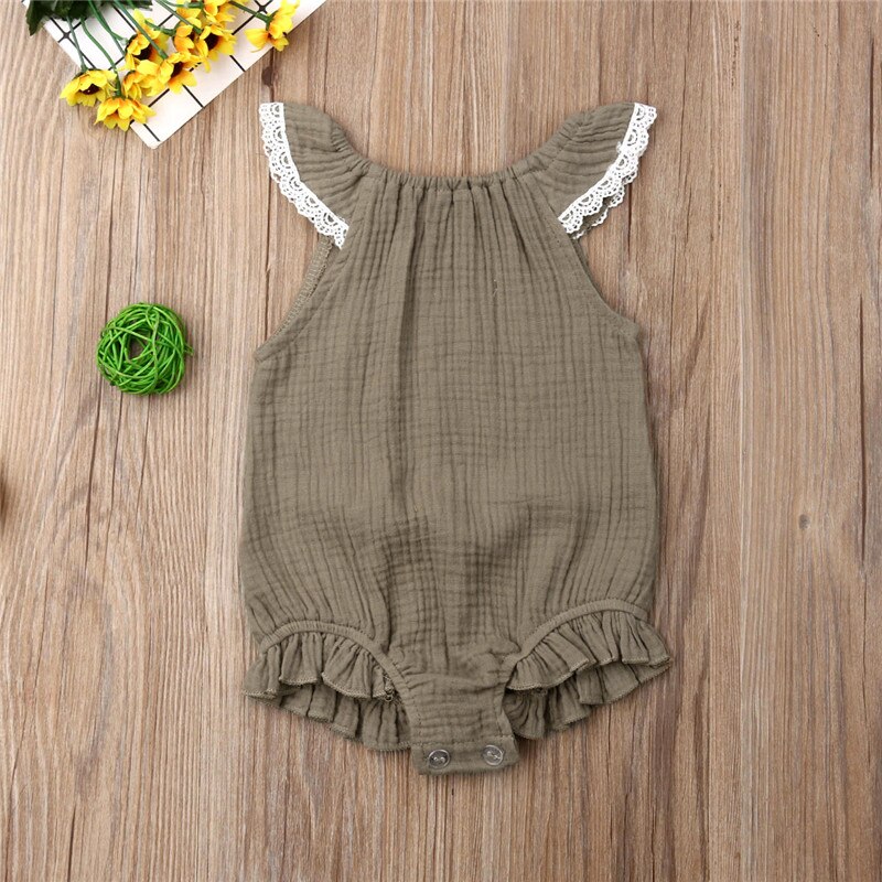 Baby flue ærmer blonde bodysuit børn baby piger jumpsuit sommer bomuld ærmeløs overall baby dreng piger fritidstøj